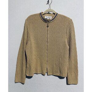 St John Collection Evening Jacket Womens 6 Tweed Pattern Zip Up Knit Beige